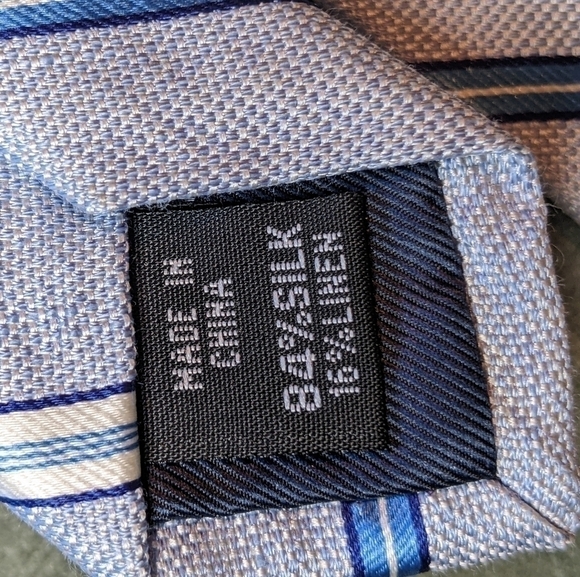 JOSEPH Abboud Silk and Linen Blue Striped Tie - Picture 3 of 5